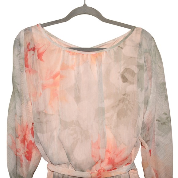 VINCE CAMUTO $128 Slit Dolman Sleeve Tie Waist Floral Dress Size 10 - Picture 3 of 4